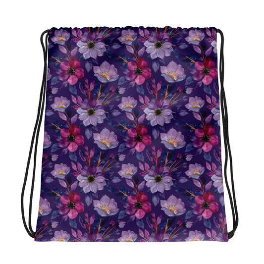 Drawstring bag Purple Flowers