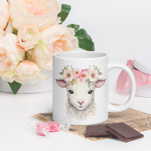 White glossy mug Lamb