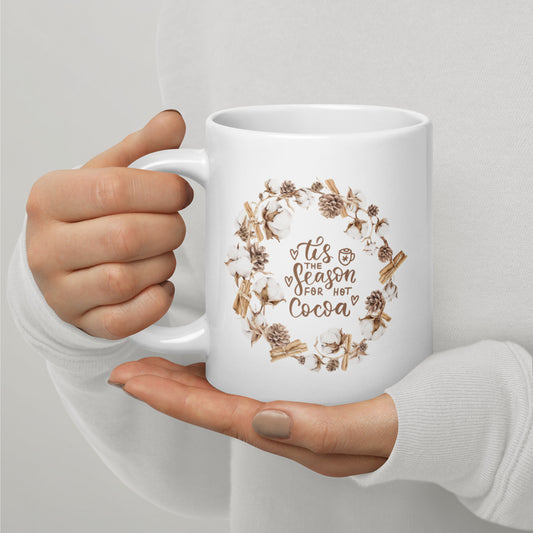White glossy mug Cocoa